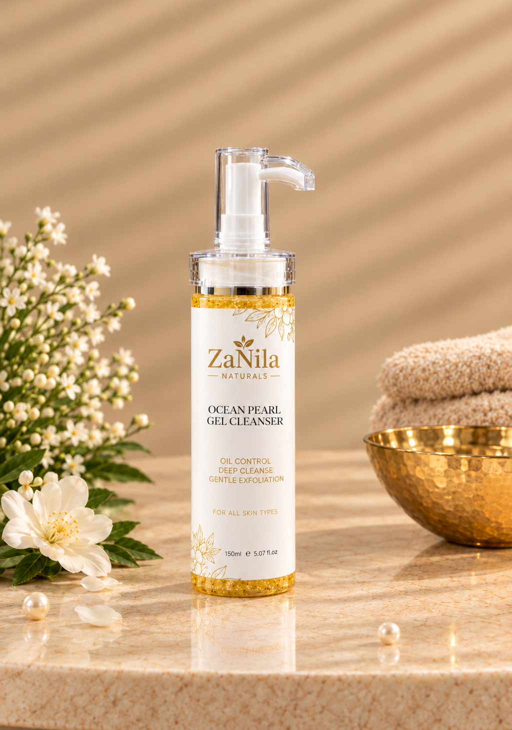 Zanila Naturals Ocean Pearl Gel Cleanser – Oil Control, Deep Cleansing & Gentle Exfoliation | 150ml